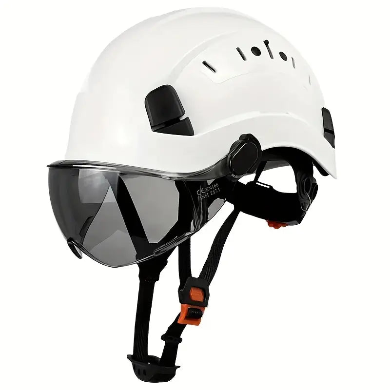 Casco de seguridad certificado con gafas integradas, SF-06B - Casco de plástico resistente a impactos con ventilación